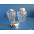 an antique silver mounted caddy incl matching spoon beaker