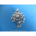 antieke Hollands 14 karaat gouden zilveren takbroche bezet met roos diamant