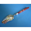 an antique Dutch silver sugar spoon with agate  handle