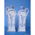 a set of small Dutch Delft style vases
