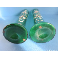 a pair of early 20th century German enemalled green glass vases