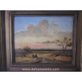 an oil painting on panel landscape