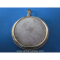 an antique 14ct gold hand painted porcelain pendant