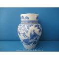 a pair of antique Japanese blue and white porcelain covered jars