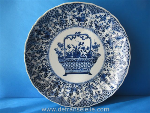 a Chinese blue and white porcelain Flower Basket charger Kangxi