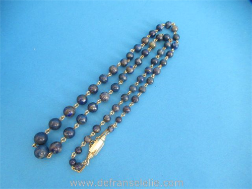een vintage Hollands 14 karaat geel gouden lapis lazuli collier