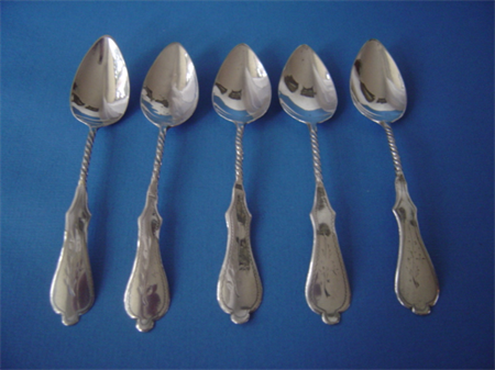 a set of five Dutch silver teaspoons