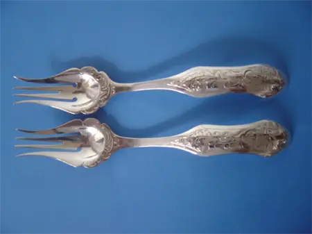 a pair of antique Dutch silver meat forks