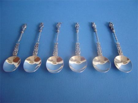 a set of six 20th century Dutch silver tea spoons