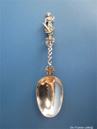 a 19th century Dutch silver birth spoon with inscription