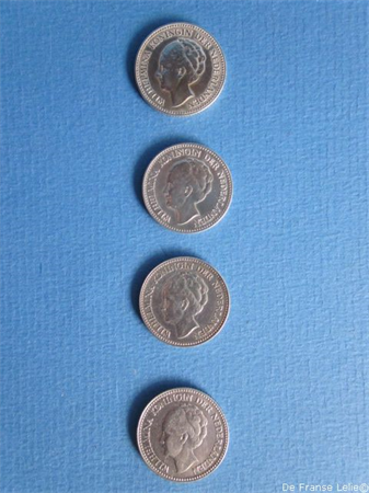 vier Hollands zilveren halve guldens