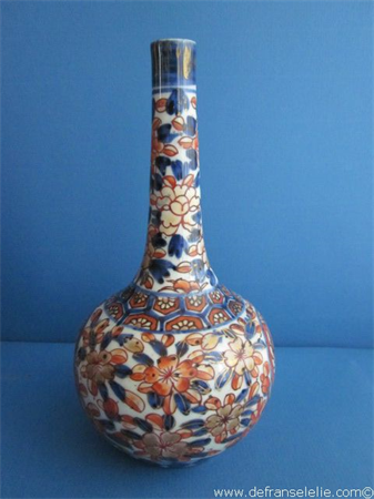 an antique Japanese imari long neck vase