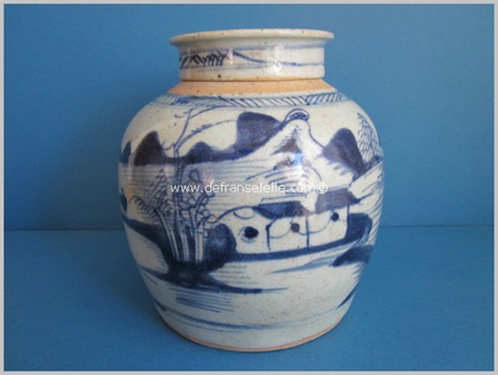 an antique Chinese blue and white porcelain ginger jar