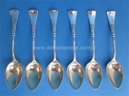 a set of six antique German silver teaspoons