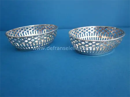 a pair of small antique Dutch silver bonbon dishes 