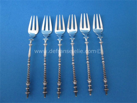 a set of six antique Dutch silver cake forks