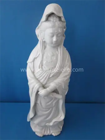 an antique blue and white Chinese porcelain Kwan Yin