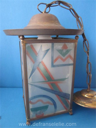 an art deco glass hanging lamp