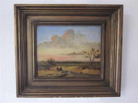 an oil painting on panel landscape