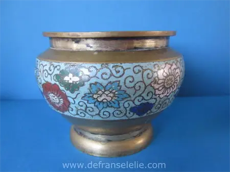 an antique Chinese bronze cloisonne bowl