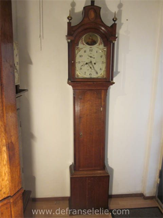 a late 18th century English oak longcase grandfather clock