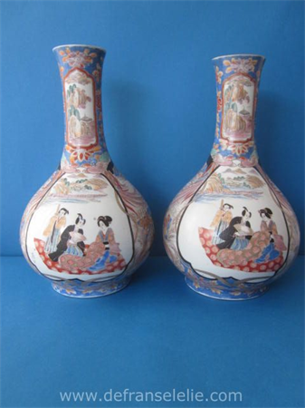 a pair of antique Japanese porcelain vases Meiji