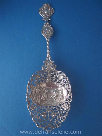 an antique Dutch silver pastry spoon