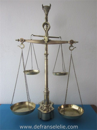 an antique Portugese brass double weighing scale