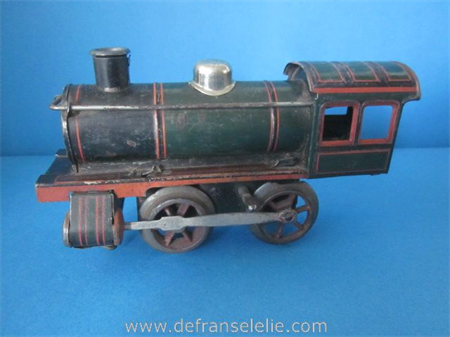 an antique tinplate locomotive