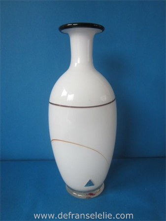 a vintage Swedish Eldoluft white glass vase, signed 