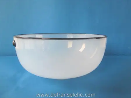 a vintage Swedish Eldoluft white glass bowl, signed 