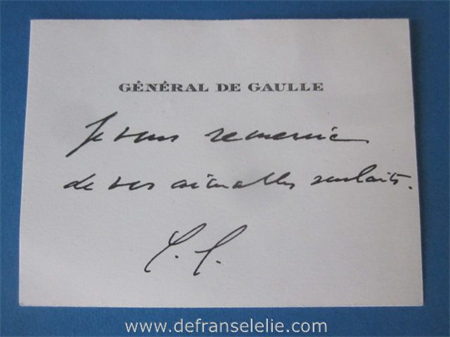 Carte de Visite de Général de Gaulle including original letter