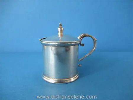 a vintage sterling silver hammered mustard pot
