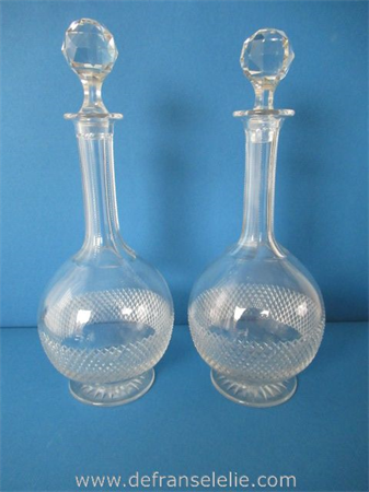 a pair of antique cut crystal decanters