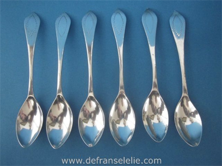 a set of six antique Dutch silver Empire teaspoons